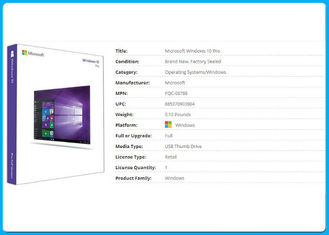 USB Perakende Paketi, Microsoft Windows 10 Pro Yazılımı OEM / Anahtar COA / Lisans 64 Bit Aktivasyon Çevrimiçi