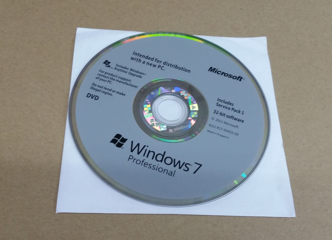 Windows 7 Pro Kutu Sp1 OEM Paketi Vollversion 32 Bit 64 Bit Hologramm DVD