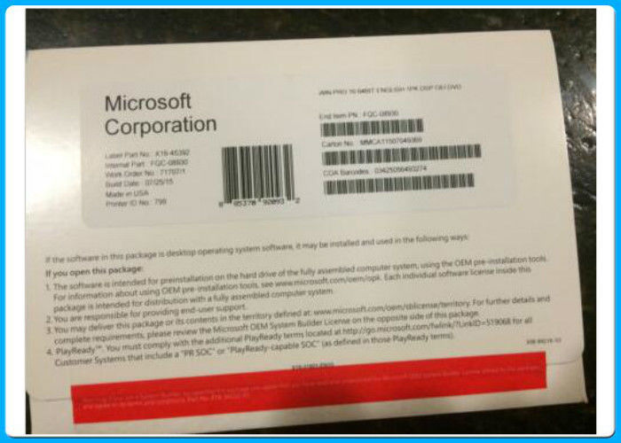 Microsoft, Windows 10 Pro Profesyonel Kurulum DVD 64 bit, OEM lisansı / anahtar