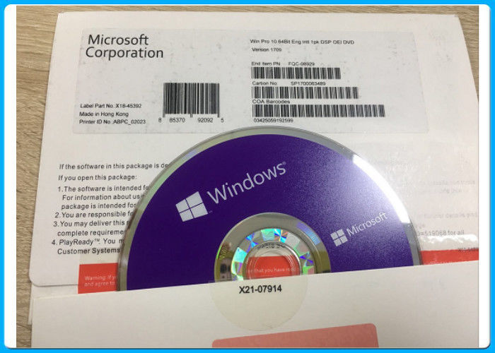 32/64 BIT DVD, Windows 10 Pro Paket, Microsoft Windows 10 Ev 64 Bit OEM 1709 Sürümü